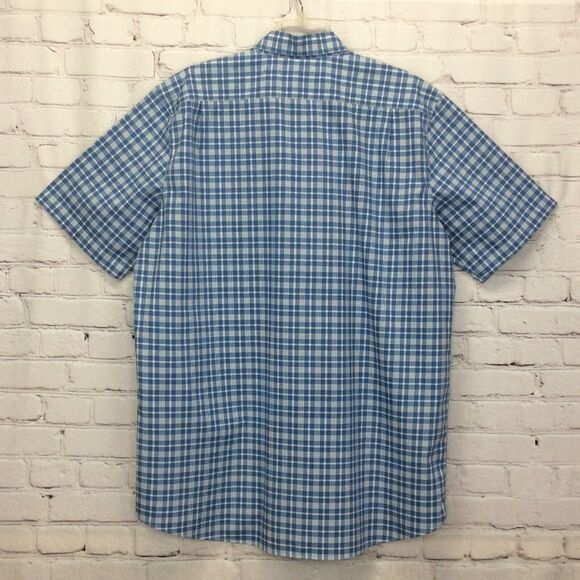 LL Bean Button Down Shirt Men' Size XLT Blue Plaid Casual Travel Slightly Fitted - Picture 5 of 5